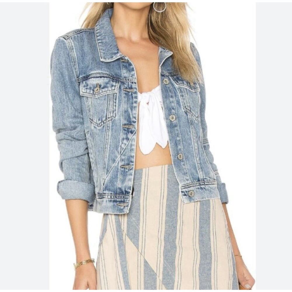 Free People Rumors Denim‎ Jacket Womens XS Light Indigo Boho Preppy Streetwear